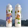800ml Capybara Cute Water Cup with Straw & Handle Travel Water Bottle for Sports