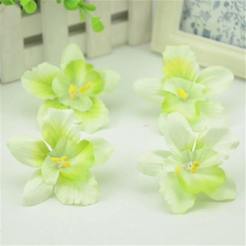 10pcs/lot 7CM Silk Artificial Orchid Flowers Heads For Home Wedding Decoration Fake Flowers DIY Christmas Gift Box Craft