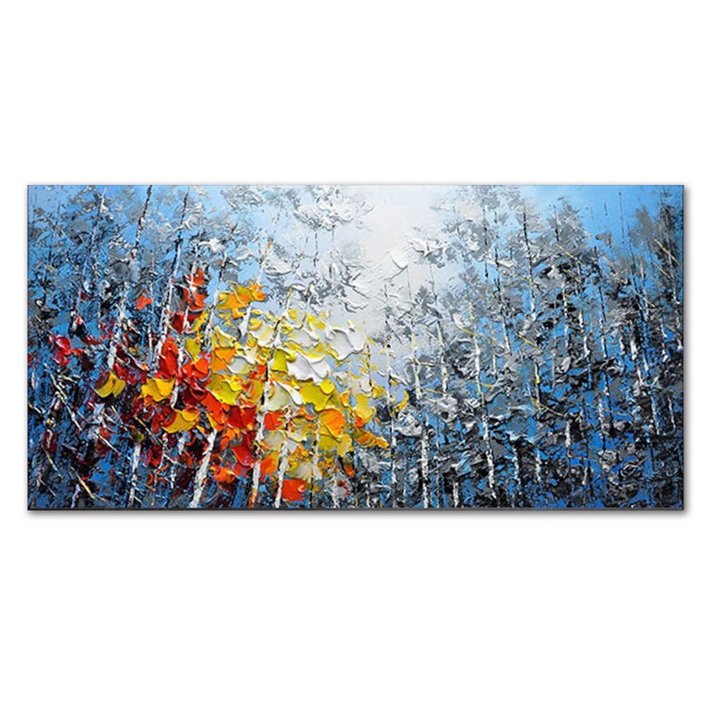 Abstract Forest Tree Oil Canvas Painting Posters and Prints Wall Art Pictures For Living Room Home Decoration Frameless