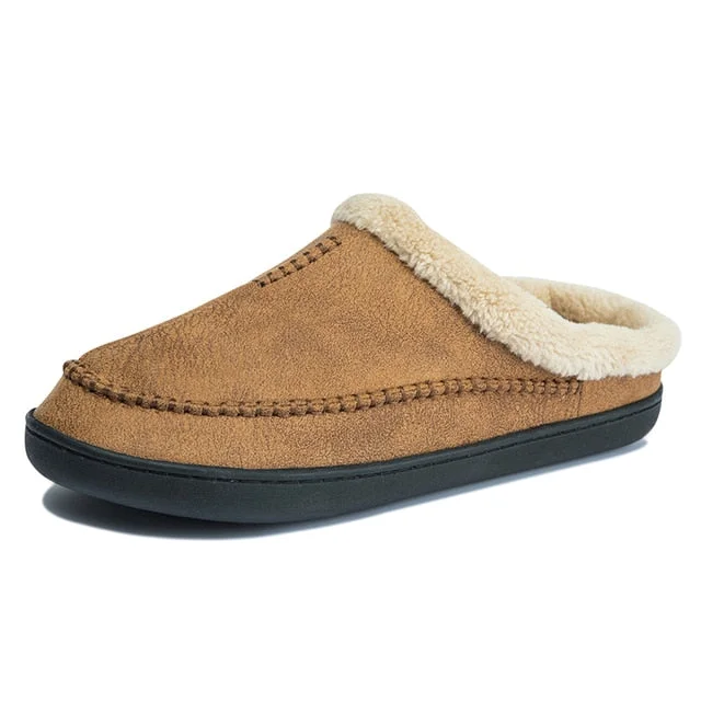 Men Suede Indoor Slippers Comfy Sole Warm Shoes Radinnoo.com