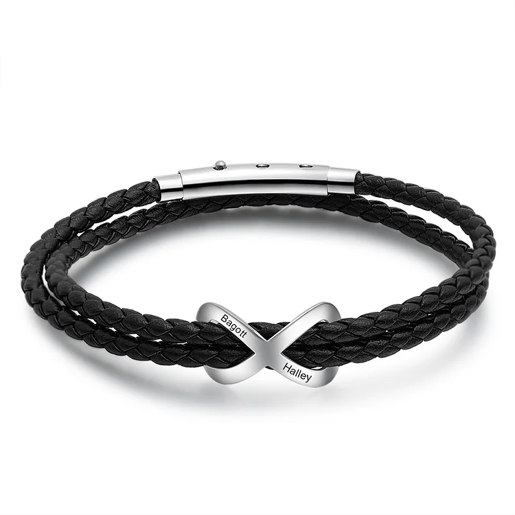 Bracelet Infini 2 Prénom Personnalisé pour couple Jessemade FR