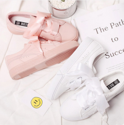 White/Pink Casual Ribbon Bow Sneakers SP1710670