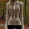 Women's Halloween Body Organ Muscle Print Round Neck Loose Sweatshirt
