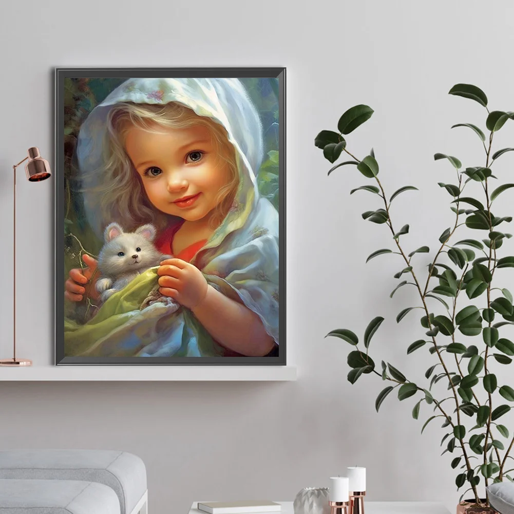 Diamond Painting - Full Round Drill - Curly Hair Big Eyes Girl(Canvas|30*40cm)