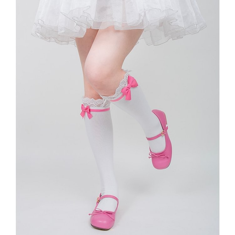 Lolita Sweet Lace Bow Cotton Tube Socks PE026