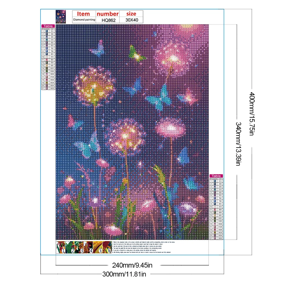 Full Round Diamond Painting 30*40cm - Colorful Dandelions