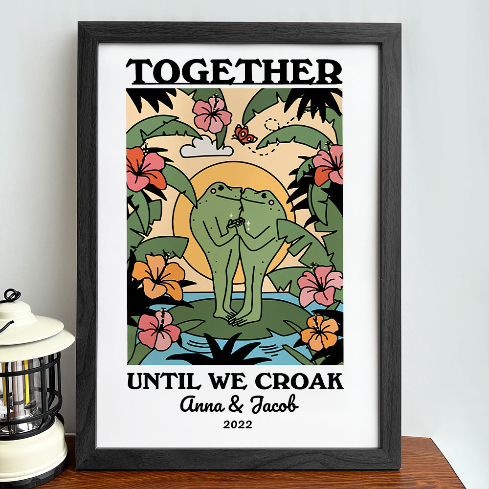 Loveyoufancy Personalized Frog Illustration Print Frame Together Until We Croak Style 4