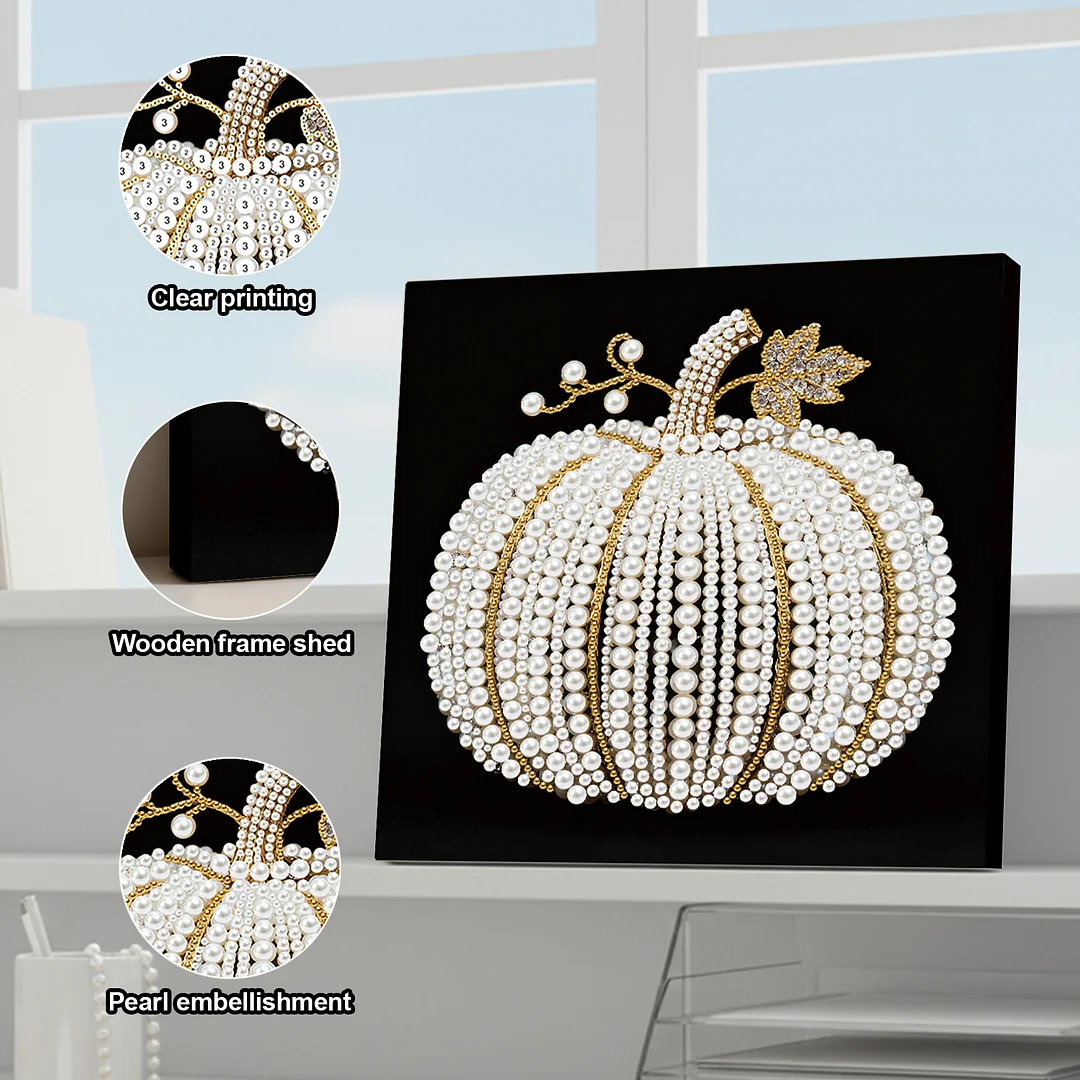 Pumpkin DIY Pearl Art Diamond Painting Kit for Adult Home Decor 25x25cm With Frame
