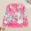 Kid Girl Unicorn Rainbow Print Allover Hooded Coat