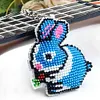 Rabbit Beaded Counted Cross Stitch Ornament Kit Cross Stitch Bead Keychain (A)