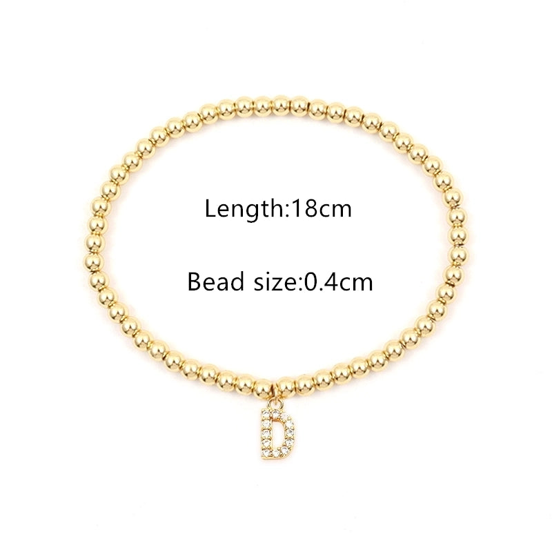 Copper Inlay Letter Zircon Bracelets