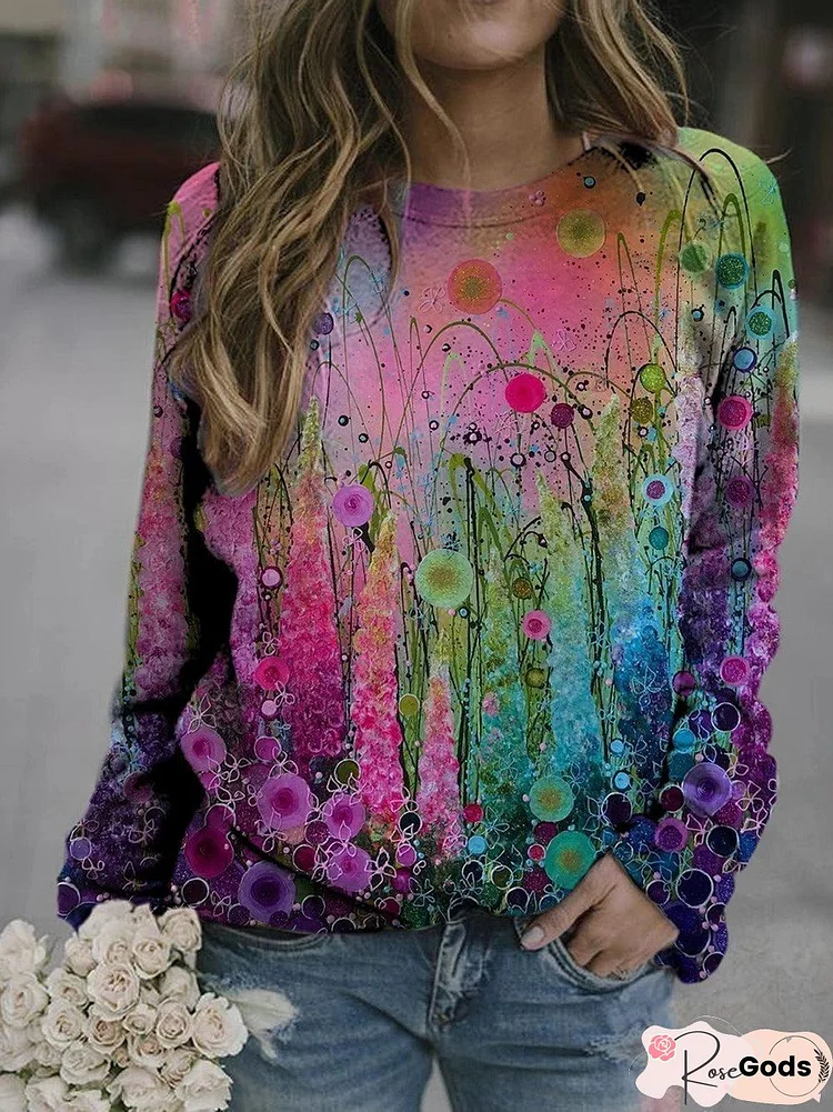 Colorful Dandelion Painting Print Fleece Sweatshirt