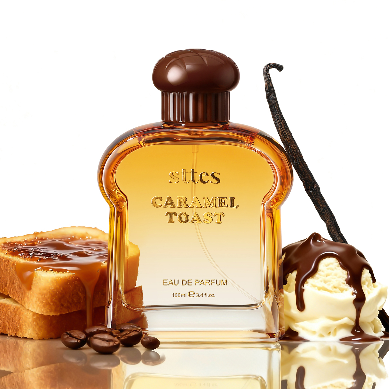 Sttes Caramel Toast Eau de Parfum 100ml &ndash; Sweet Caramel, Toasted Vanilla & Coffee Gourmand Perfume for Women, Long Lasting Warm Bakery Scent