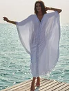 Solid Color Lacy Split-joint Kaftan Cover-up