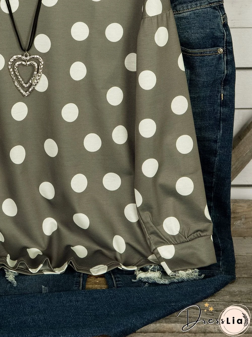 Crew Neck Casual Polka Dots T-shirt