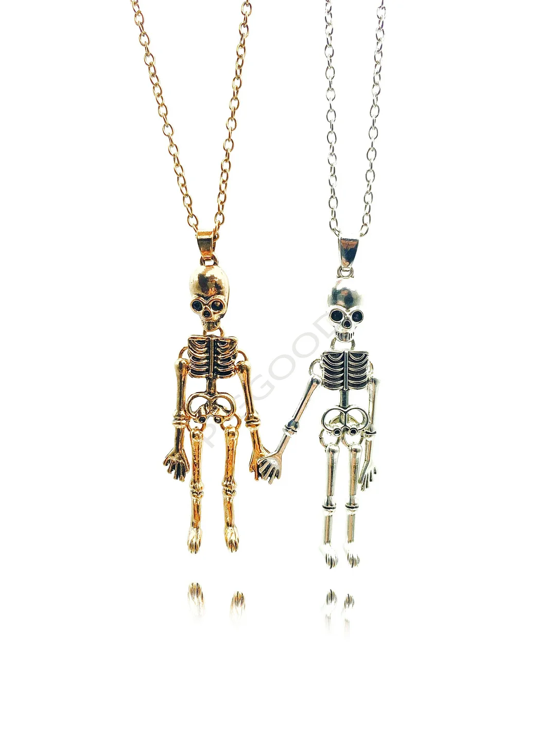 Buzzdaisy Hold Hands Together till Dead Skeleton Ghost Festival Halloween Jewelry Skull Necklace