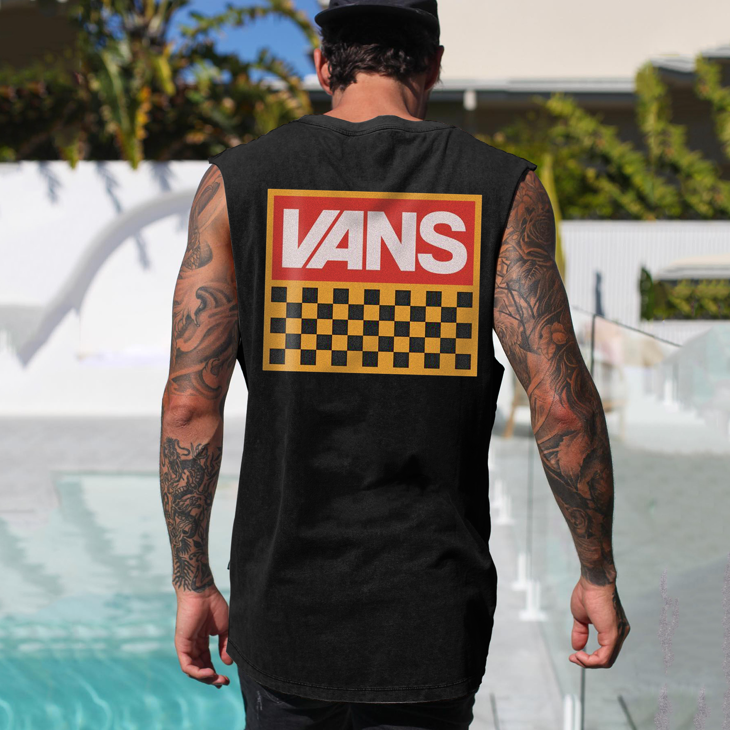  Classic Checkered Graphic Tank Top for Men