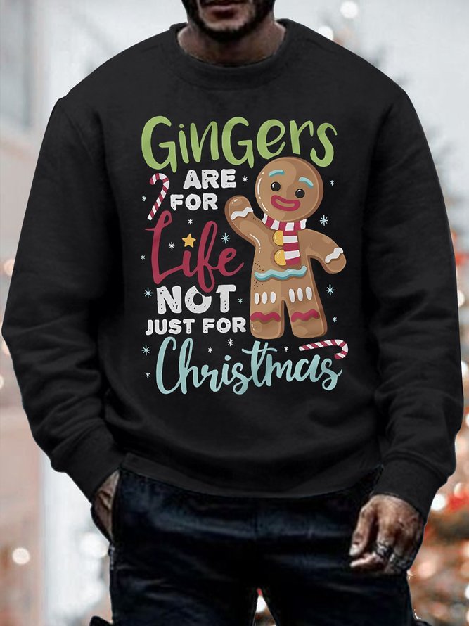 Mens Gingers Are For Life Not Just For Christmas Funny Graphics Printed Casual Loose Crew Neck Sweatshirt