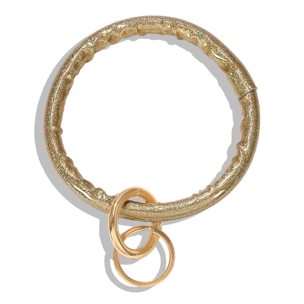 Dvacaman Hot Sale Big O Shaped Silicone Loop Wrist Key Ring Keychain with Gold O Clasp Round Key Wrist Strap Accessory Wholesale