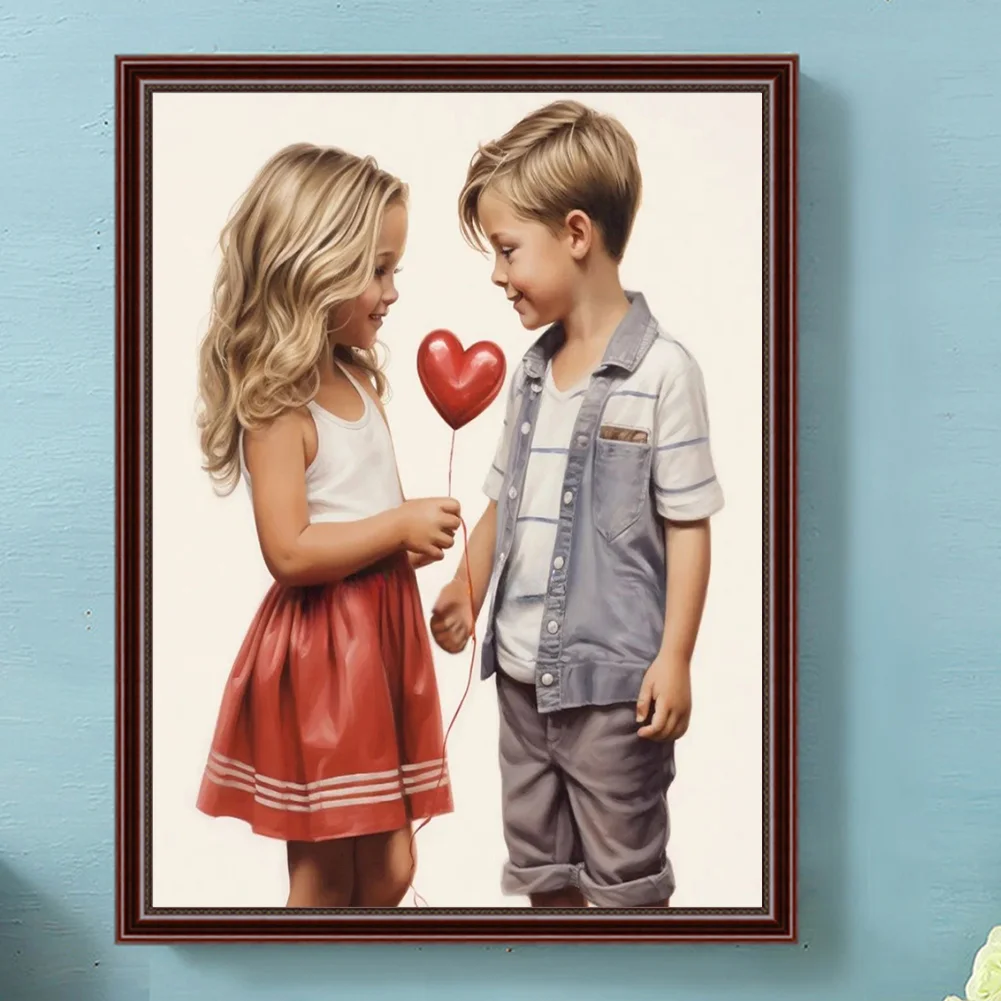 Diamond Painting - Full Round Drill - Kid Sweet Couple(Canvas|30*40cm)