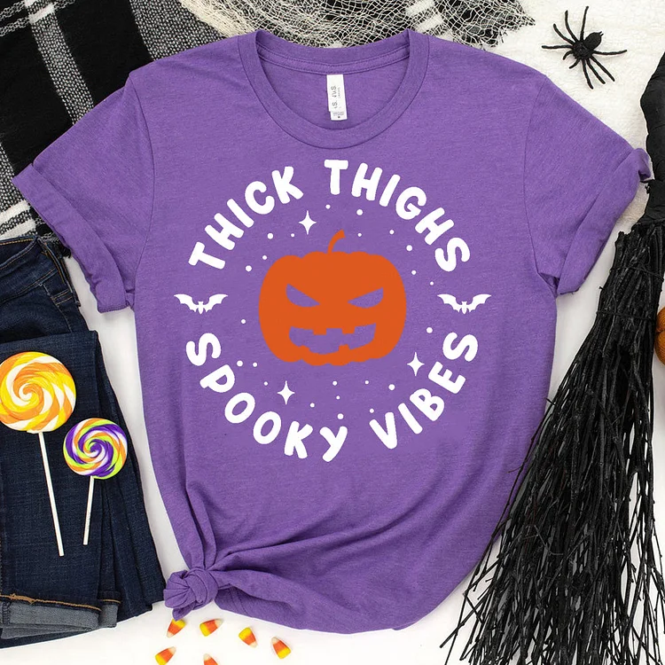 Thick Thighs Spooky Vibes T-Shirt-06962