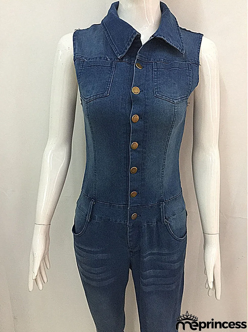 Slim Fit Jumpsuit Denim Pants