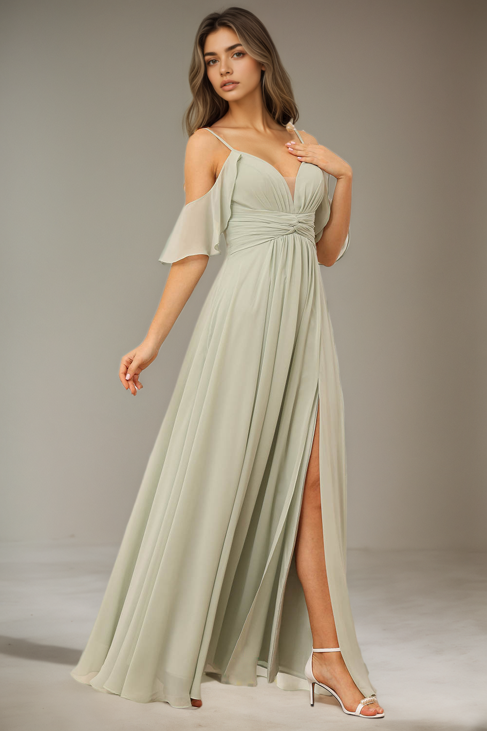 Daisda Spaghetti Straps Sleeveless V-Neck Mermaid Cheap Bridesmaid Dresses