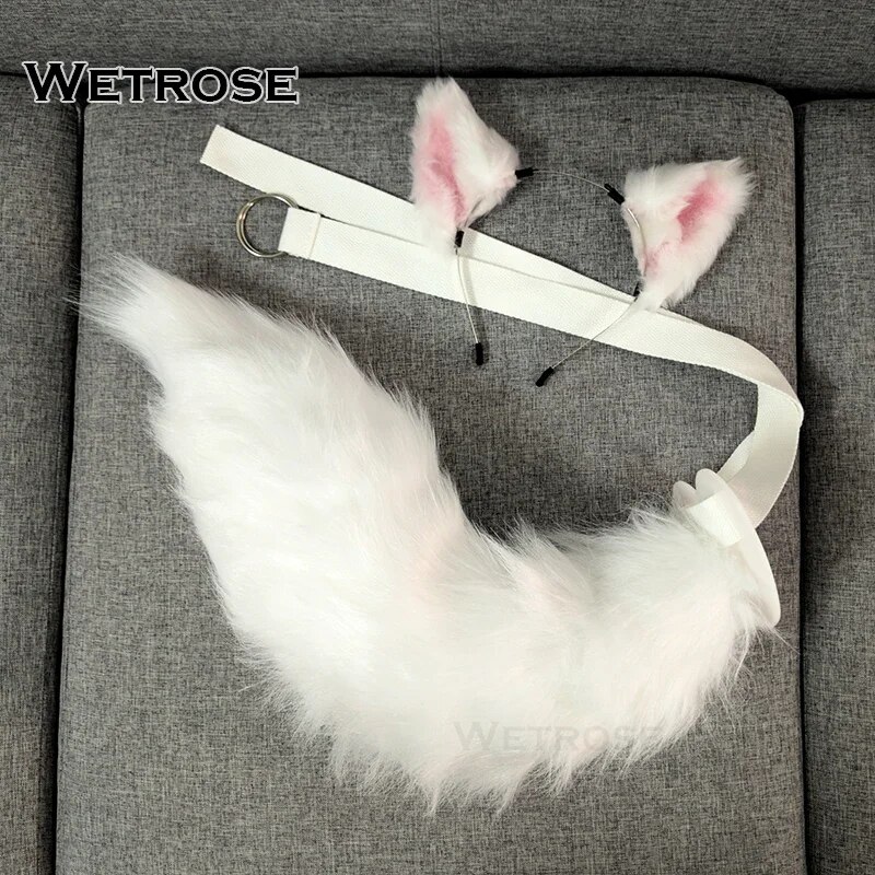 [Wetrose] In Stock Furry Cosplay White Ear Tail Adjustable Shaping Shapable Cat Fox Girl Animal Accessory Set Filian Halloween
