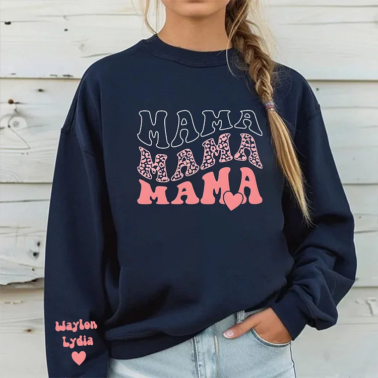 Mama, Leopard, Heart, Mom, Mother's Day Gift Sweatshirt Casual Comfort Womenswear Comfortable Graphic