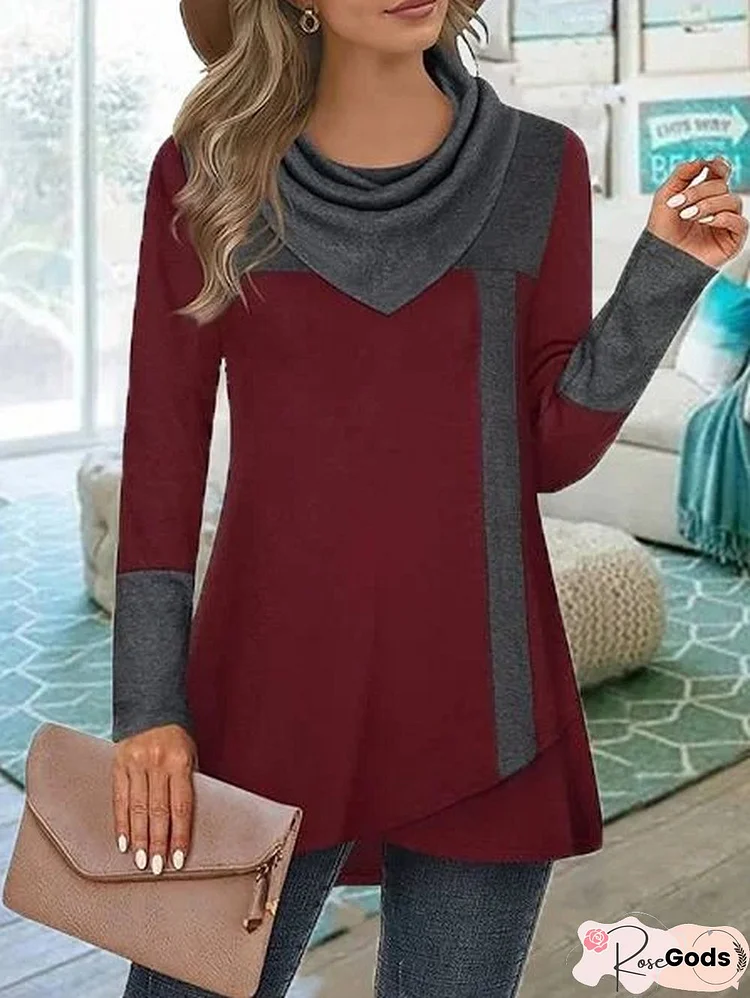 Plain Cowl Neck Tops