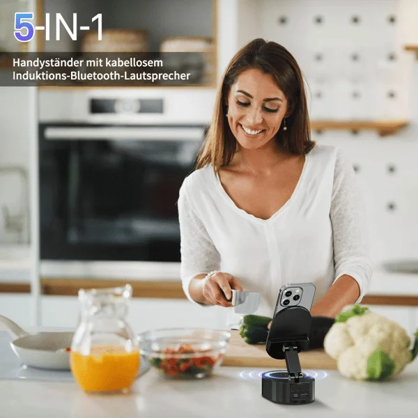 🔥2025 Upgrade Handyhalter mit Ein-Touch-Lautsprecher, Powerbank und warmem Umgebungslicht! ✨