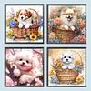 (Multi-Style)Flower Dog - Full Round Diamond Painting 30*30cm