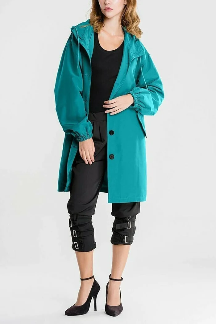 Water Resistant Oversized Hooded Windbreaker Rain Jacket