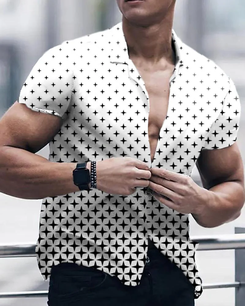 Men's Casual Printed Short-Sleeved Shirt64