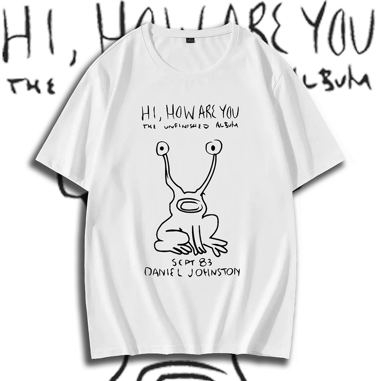 Davidhawaii100% Cotton Casual Simple Abstract Rock Abstract Frog Hand Street White T-shirt - 100% Cotton