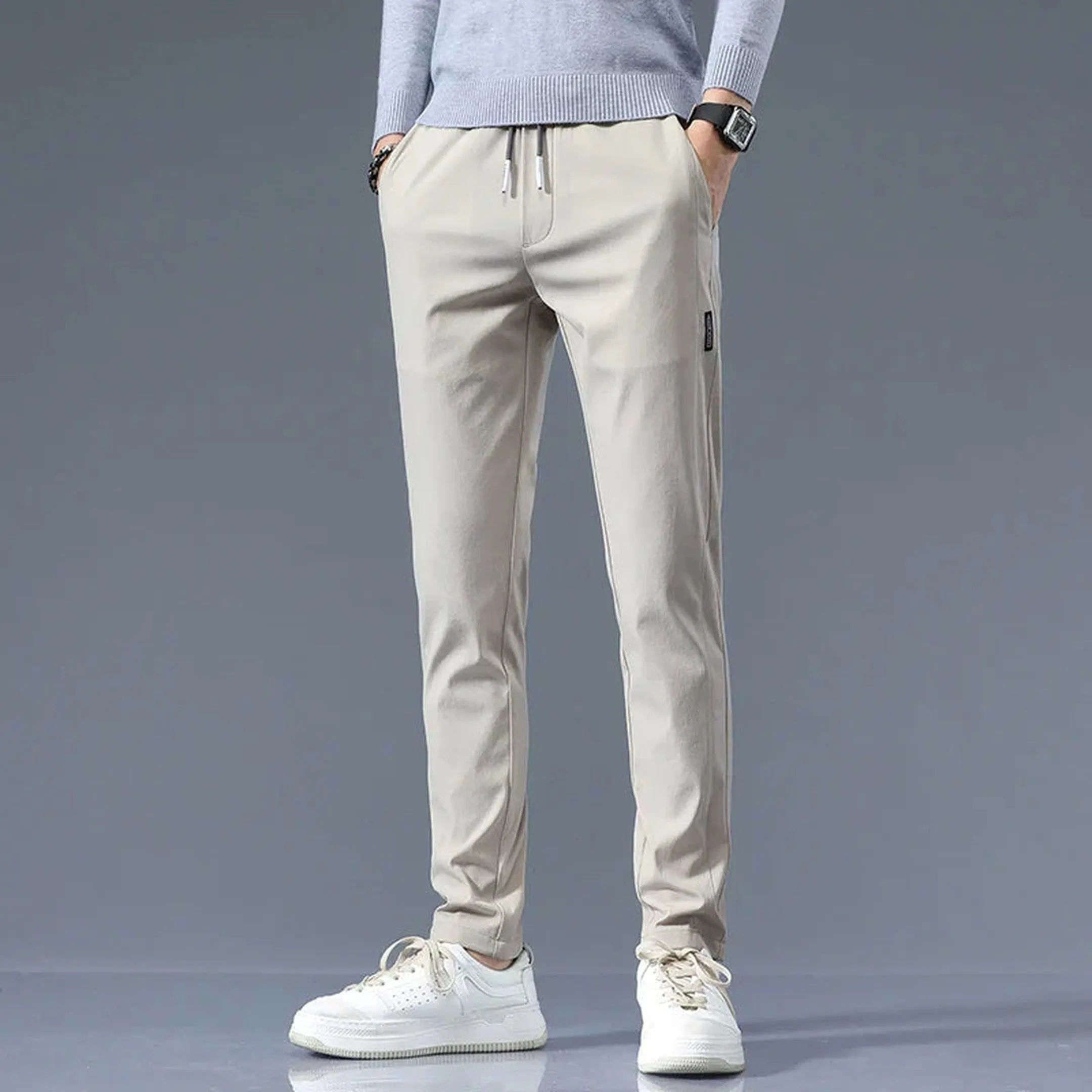 Men's Cotton Tailored Trousers &ndash; Straight-Leg Smart Casual