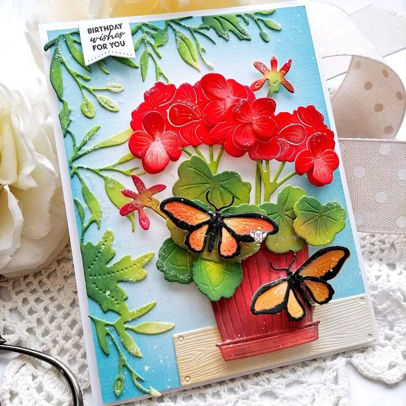 Piggy Craft metal cutting dies cut die mold Flowerpot flower cluster Scrapbook paper craft knife mould blade punch stencils dies