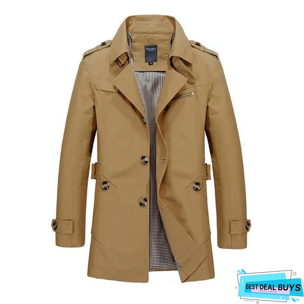 Long Leather Trench Coat Men New Men's Spring Casual Jacket Windbreaker Outerwear High Quality Fashion Long Coat