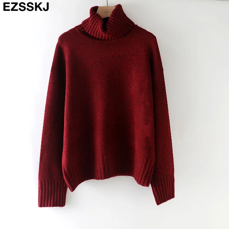 autumn Winter casual cashmere oversize thick Sweater pullovers Women 2021 loose Turtleneck women's sweaters jumper