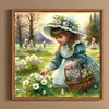 Vie d&rsquo;animaux de compagnie fille-plein diamant rond peinture-30 * 30cm