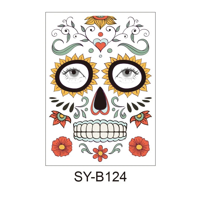 16 Kinds Halloween Temporary Face Sticker Disposable Waterproof Tattoo Sticker