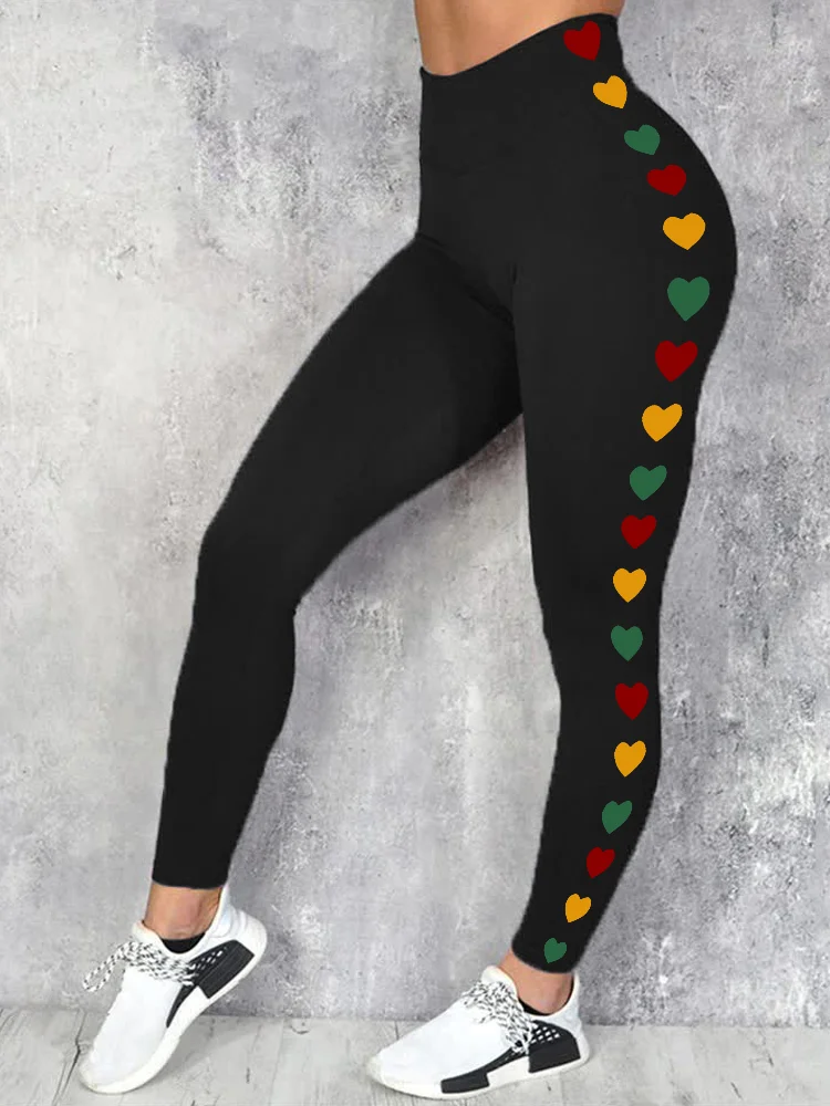 Black Pride Inspired Hearts Side Print Leggings