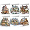 (US Only)6PCS DIY Diamond Art Greeting Cards Xmas House Congratulations Thank You Cards