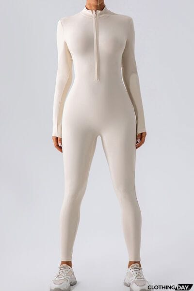 Half Zip Mock Neck Active Jumpsuit