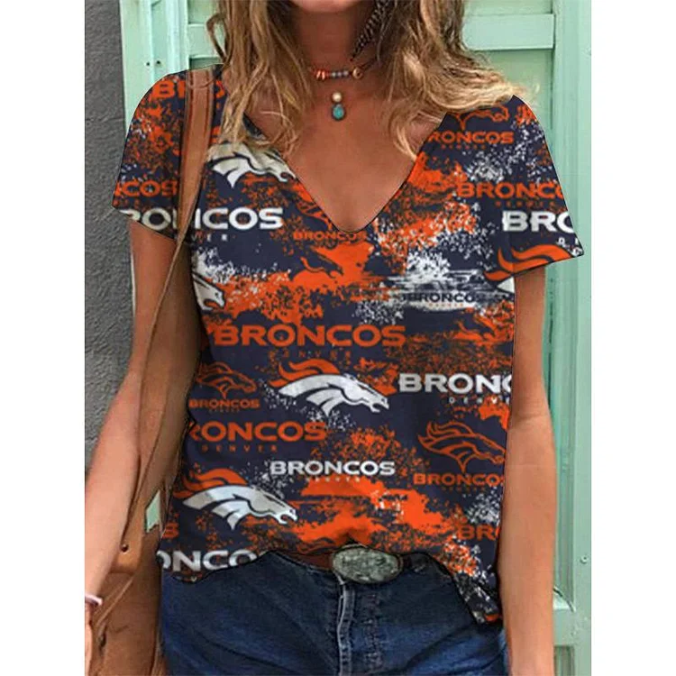 Denver Broncos Lightweight Short Sleeve V-Neck T-Shirt