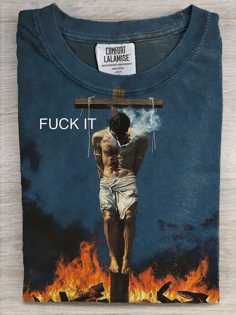 Eagerlys  Fuck It Burning Stake Man Art Print T-shirt Eagerlys