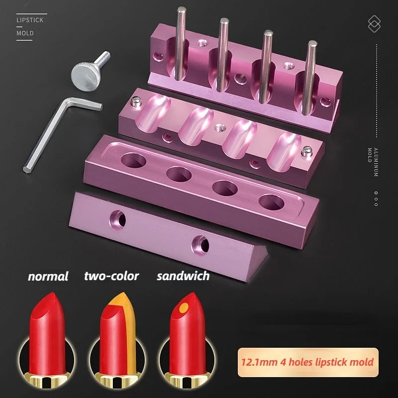2/4/6/12 12.1MM Aluminum Lipstick Mold Two-color/Sandwich/ Three-use DIY Handmade Lipstick Making Tool 11.1MM Lipstick Mold