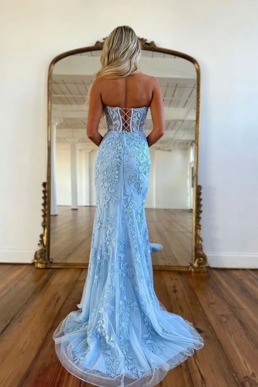 Baby Blue Party Dress Evening Prom Dress Custom Made
