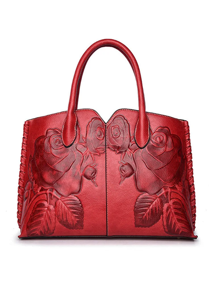 Retro Embossed Handbag Chinese Style Large Capacity Crossbody Bag