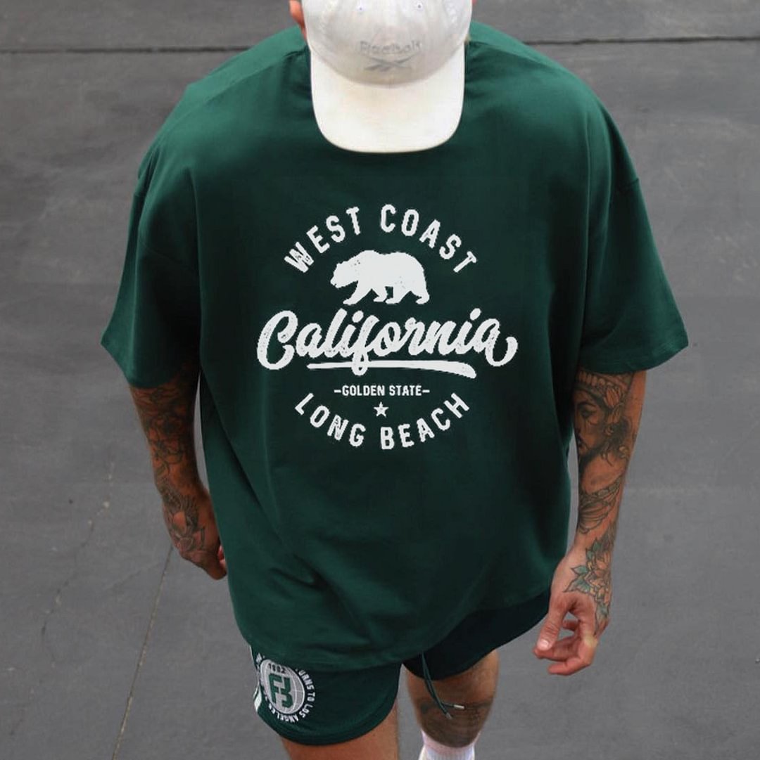 California Print Short Sleeve T-Shirt、、URBENIE